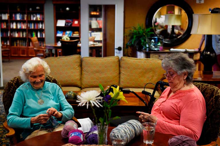 Aurora seniors knitting