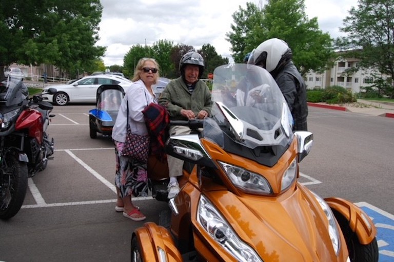 Resident riding motorcycle 